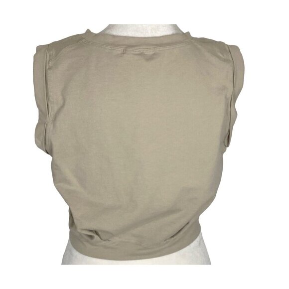 ARRIVE GUIDE Women Top Size S Beige Cropped Sleeveless Athletic Crew Neck 32-6 - Picture 3 of 7